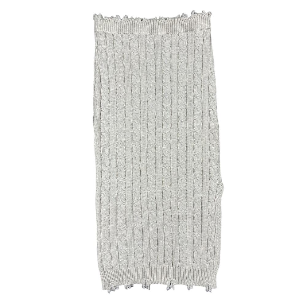 Rumored - Chewed Edge Cable Knit Midi Skirt in Beige